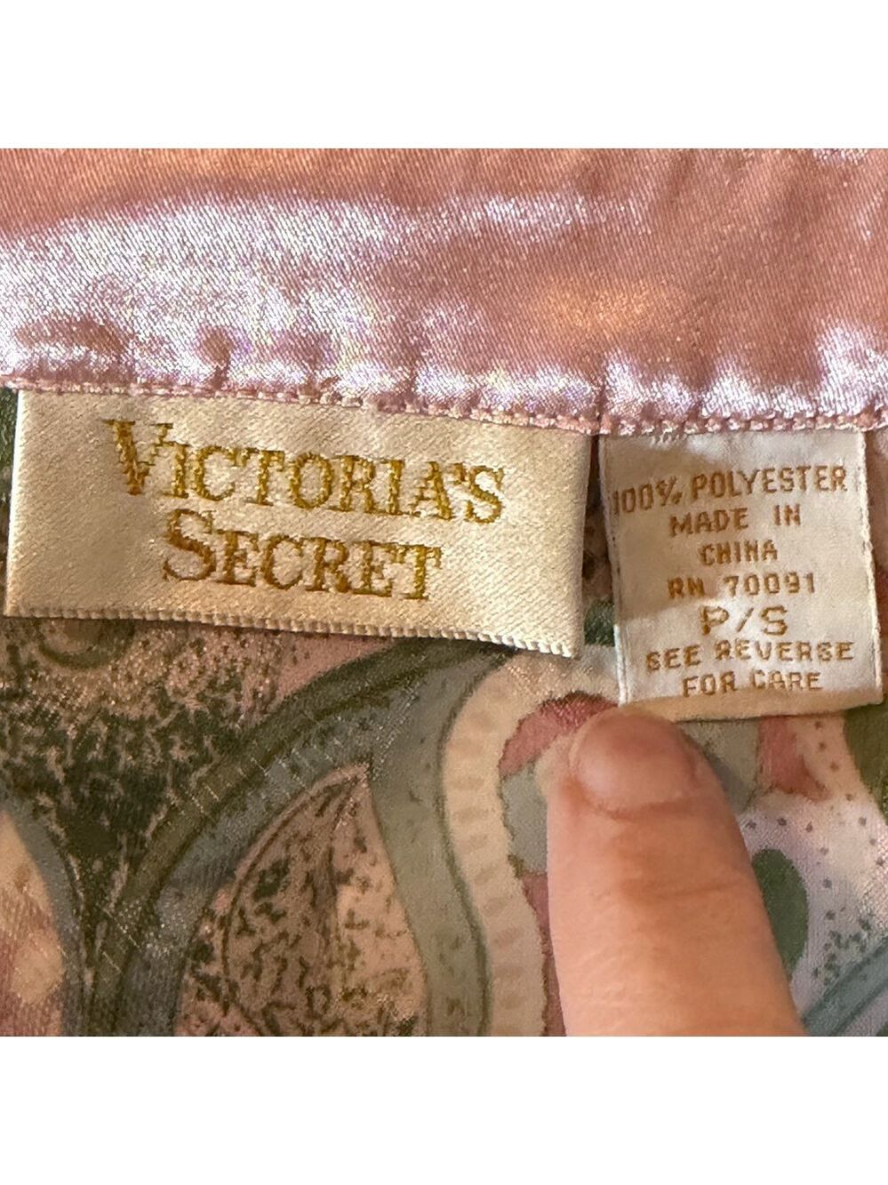 Victoria's Secret Gold Label Paisley Pink Floral Robe Nightgown Women’s P/S - Picture 4 of 10